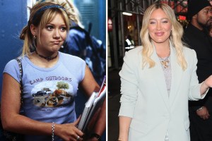 Hilary Duff in 'Lizzie McGuire' alongside present-day Hilary Duff